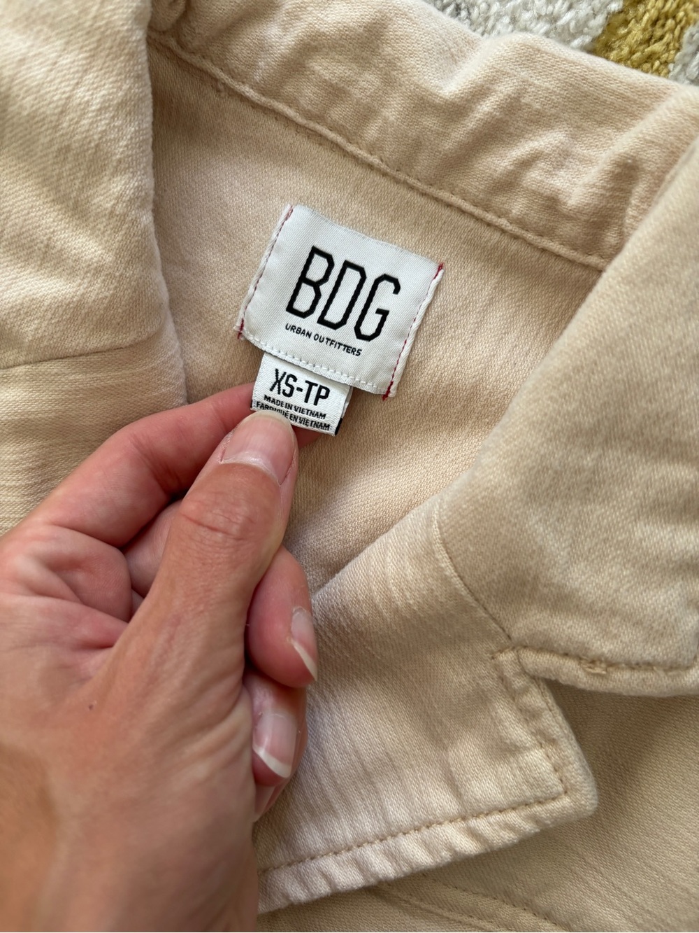 BDG Light Beige Short-Sleeve Utility Jumpsuit with Floral Embroidery - Picture 5 of 5